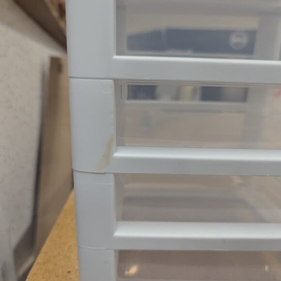 Sterilite 5-Drawer Desktop Organizer – Small Clearview White Unit - brown stains - Picture 2 of 8